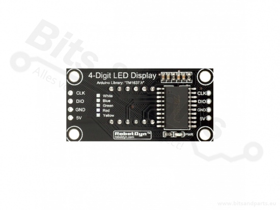 Cijferdisplay 4-digits 7-segments TM1637 decimalen blauw - 50x19mm
